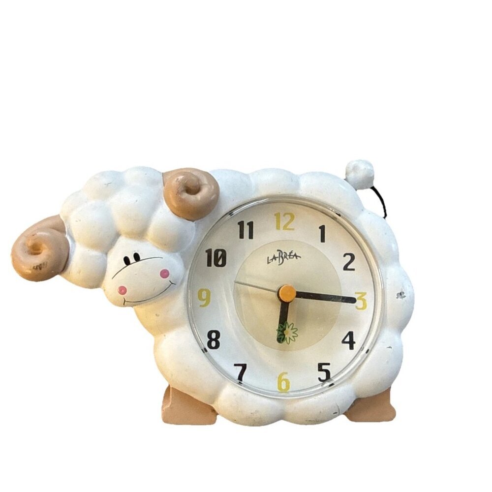 Vintage La Brea Sheep Alarm Clock Works - Baby Kids Ram Bighorn